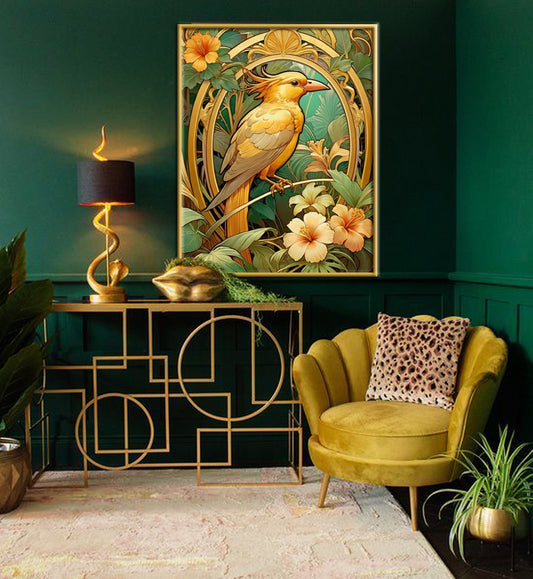 Beautiful Tropical Art Nouveau Style Art Print - Tropical Birds - Digital Download