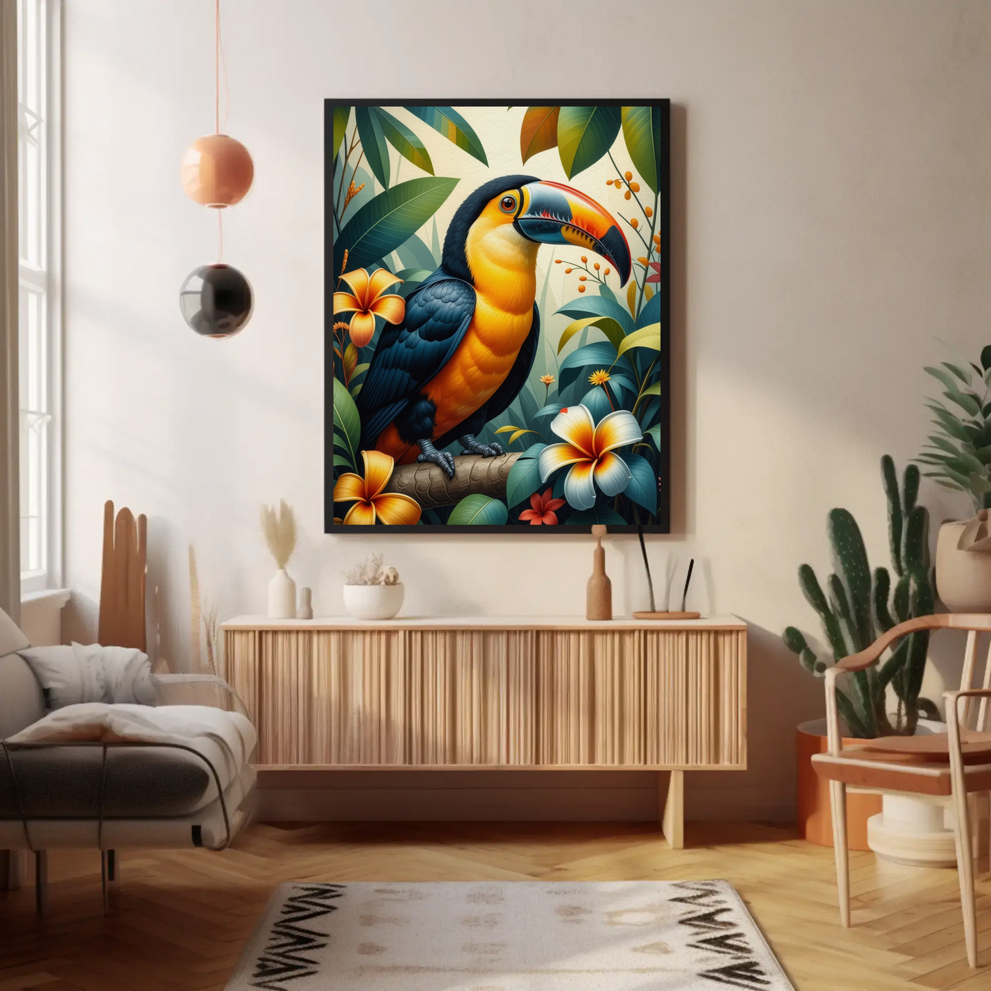Tucan in Tropical Foliage Art Print - Digital Download