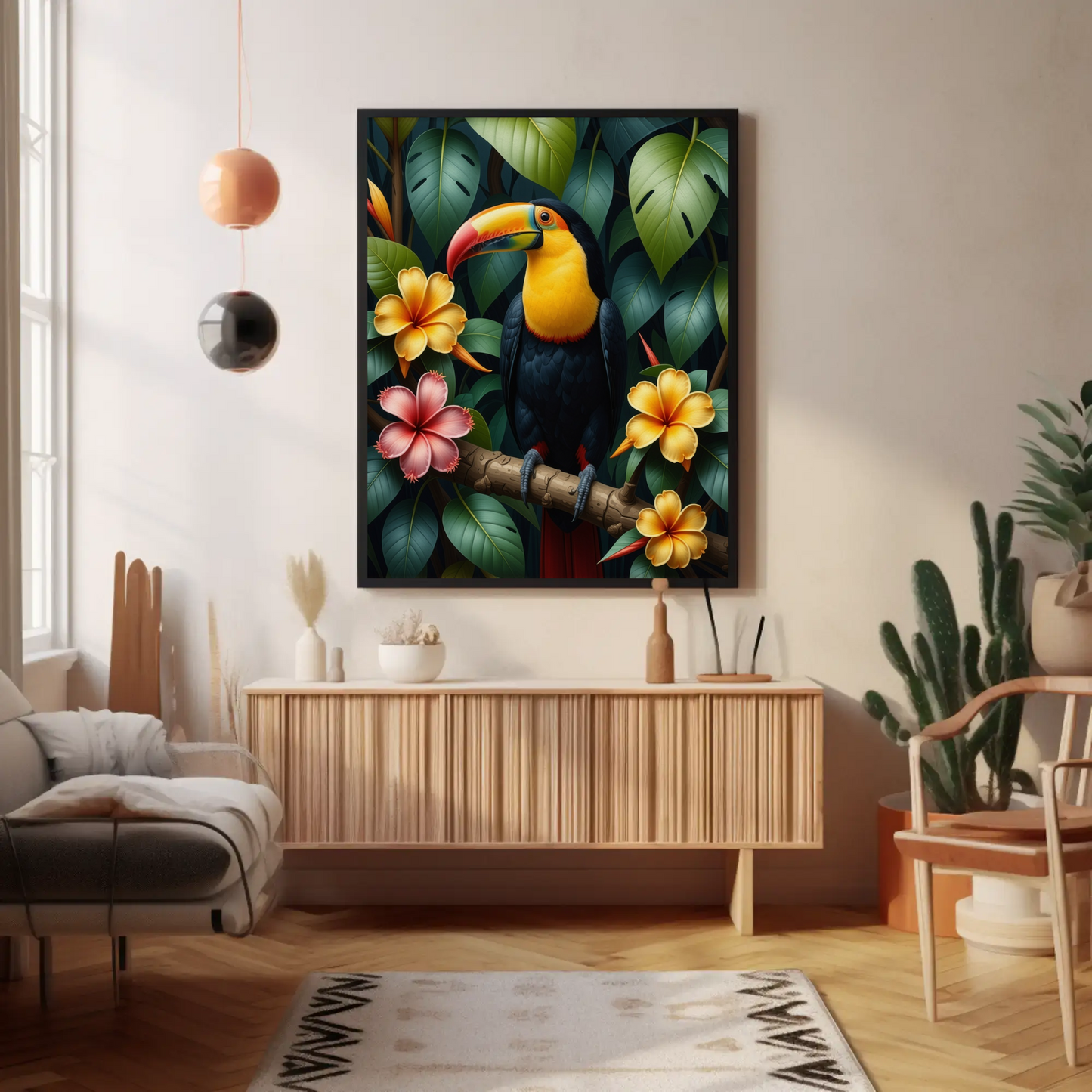 Tucan in Tropical Foliage Art Print - Digital Download