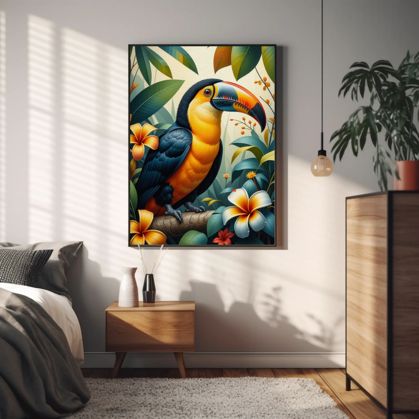 Tucan in Tropical Foliage Art Print - Digital Download