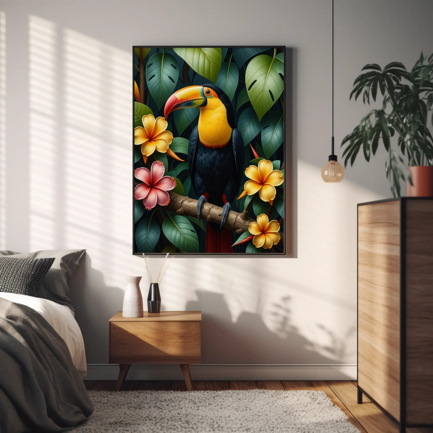 Tucan in Tropical Foliage Art Print - Digital Download
