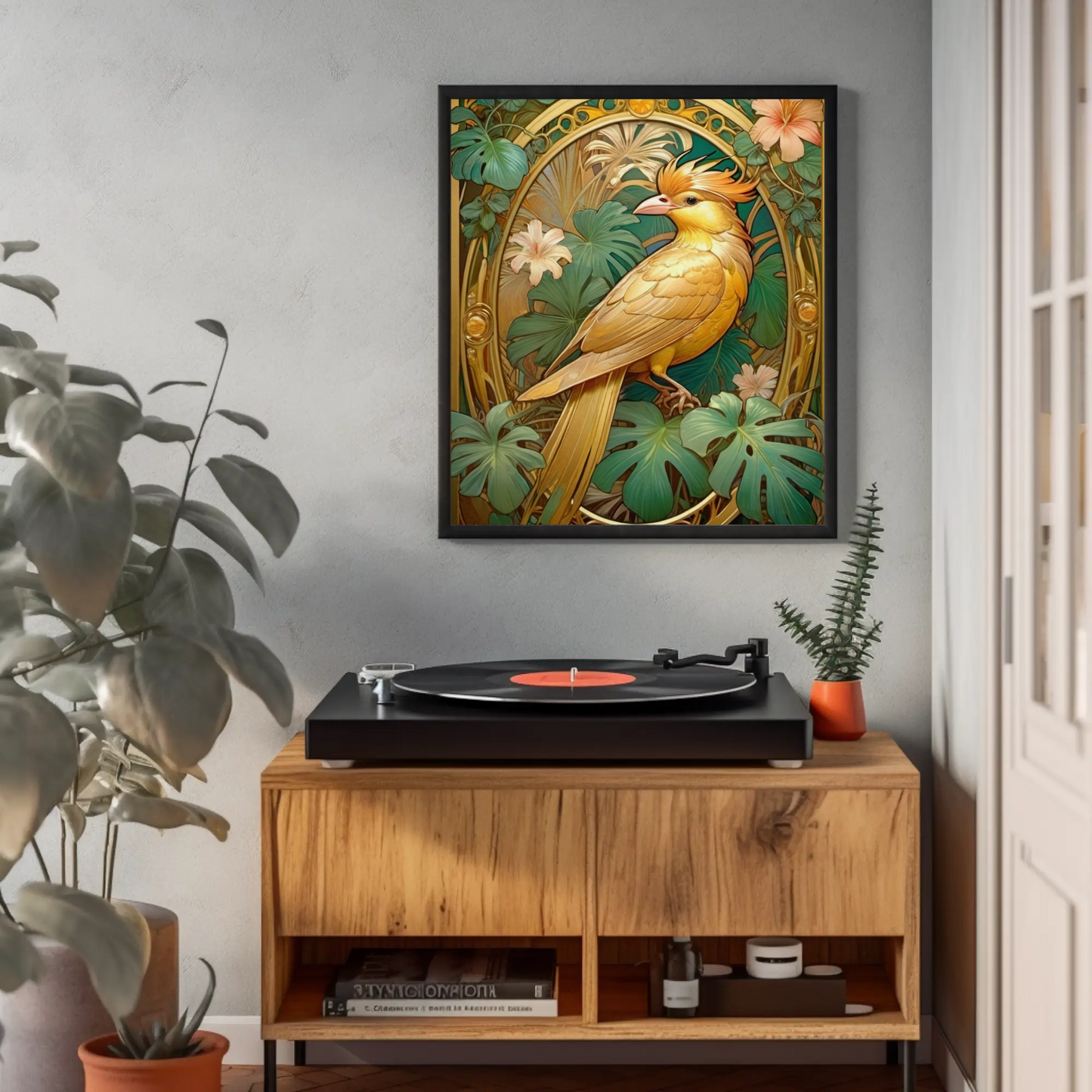 Beautiful Tropical Art Nouveau Style Art Print - Tropical Birds - Digital Download