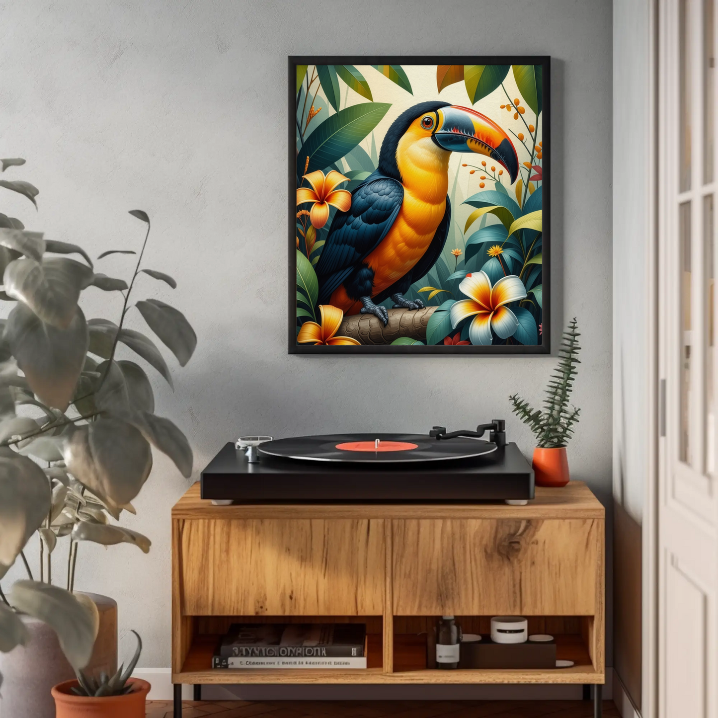 Tucan in Tropical Foliage Art Print - Digital Download