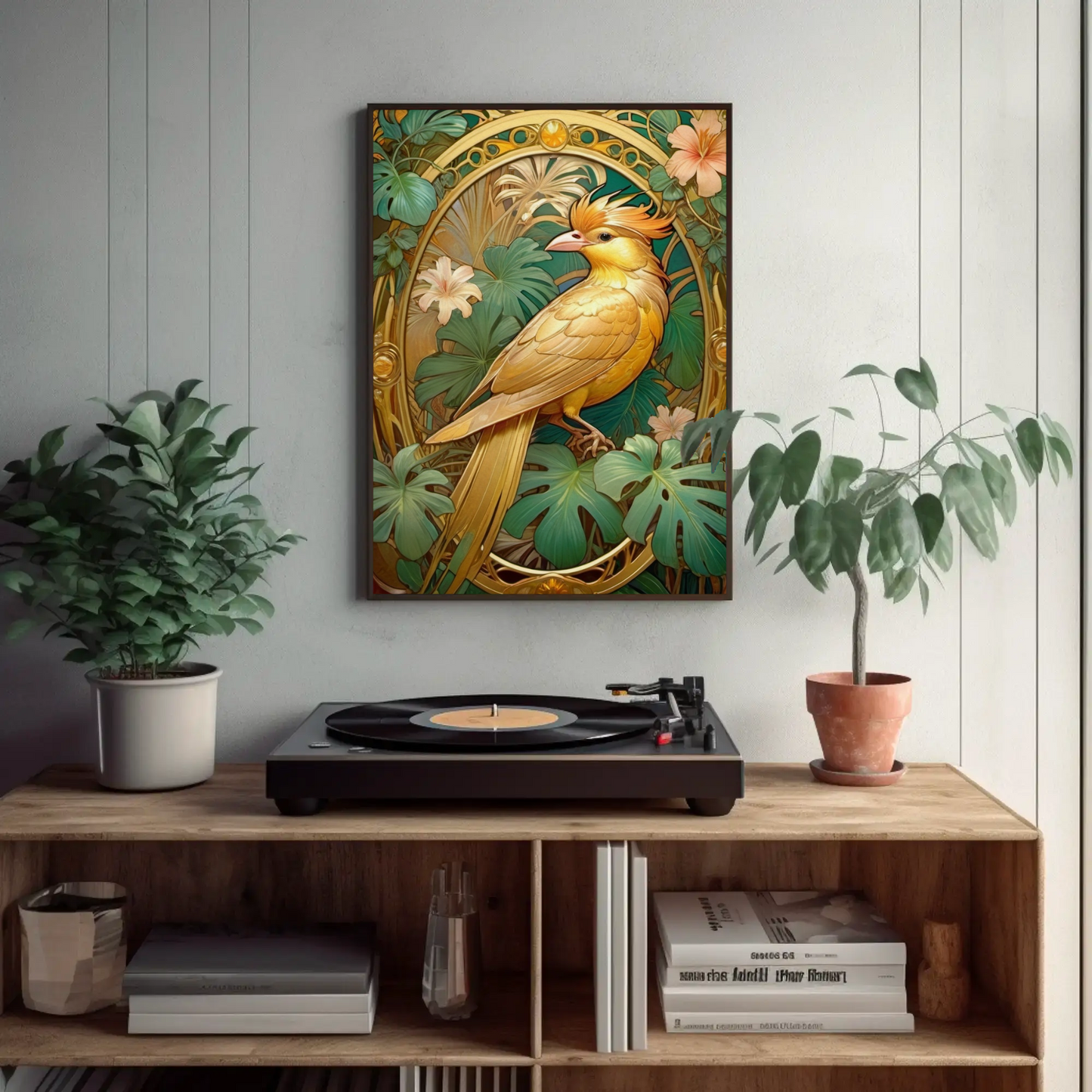 Beautiful Tropical Art Nouveau Style Art Print - Tropical Birds - Digital Download