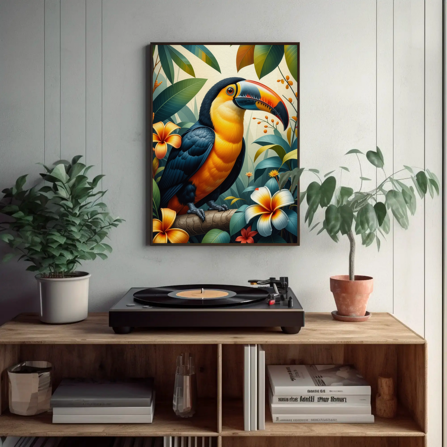 Tucan in Tropical Foliage Art Print - Digital Download