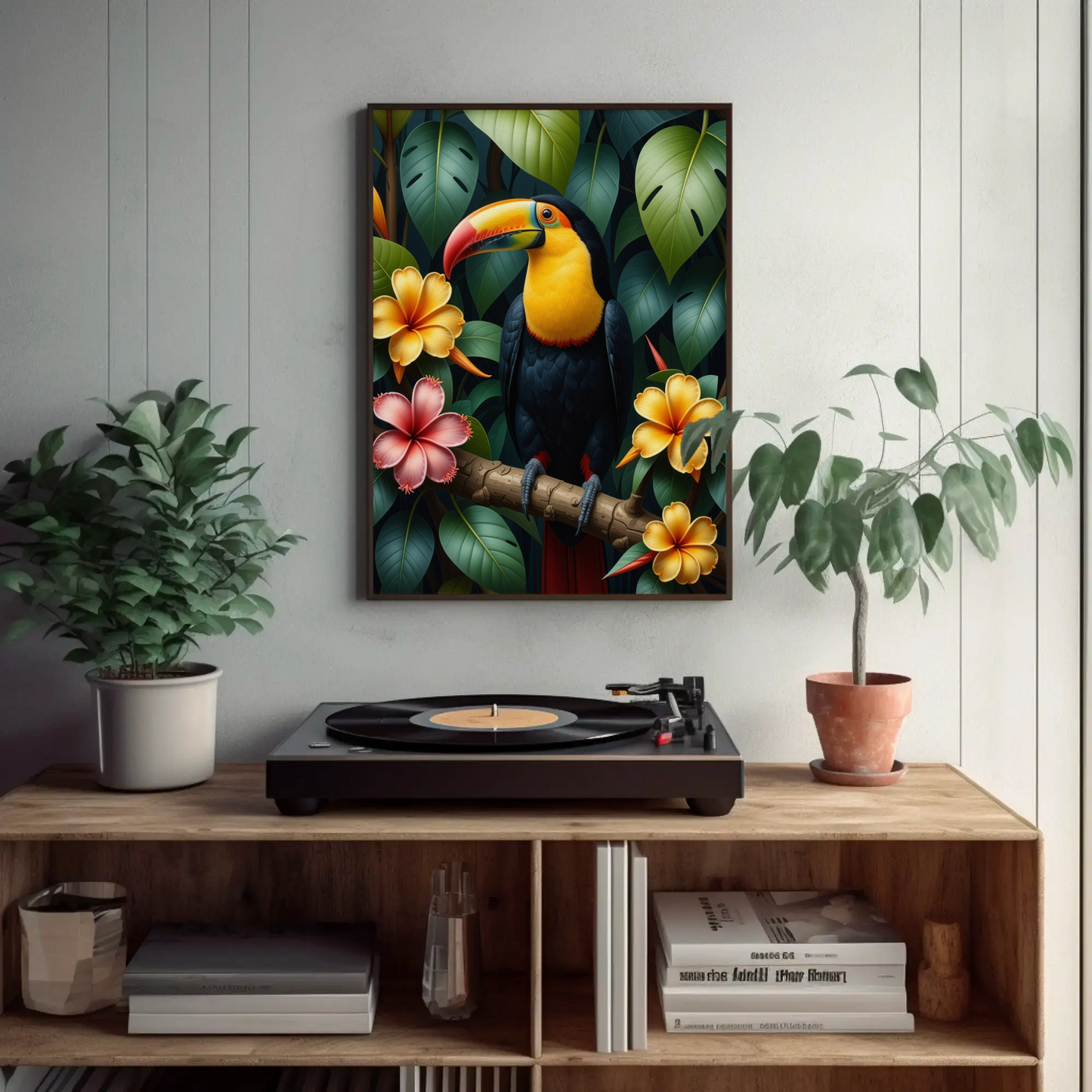 Tucan in Tropical Foliage Art Print - Digital Download