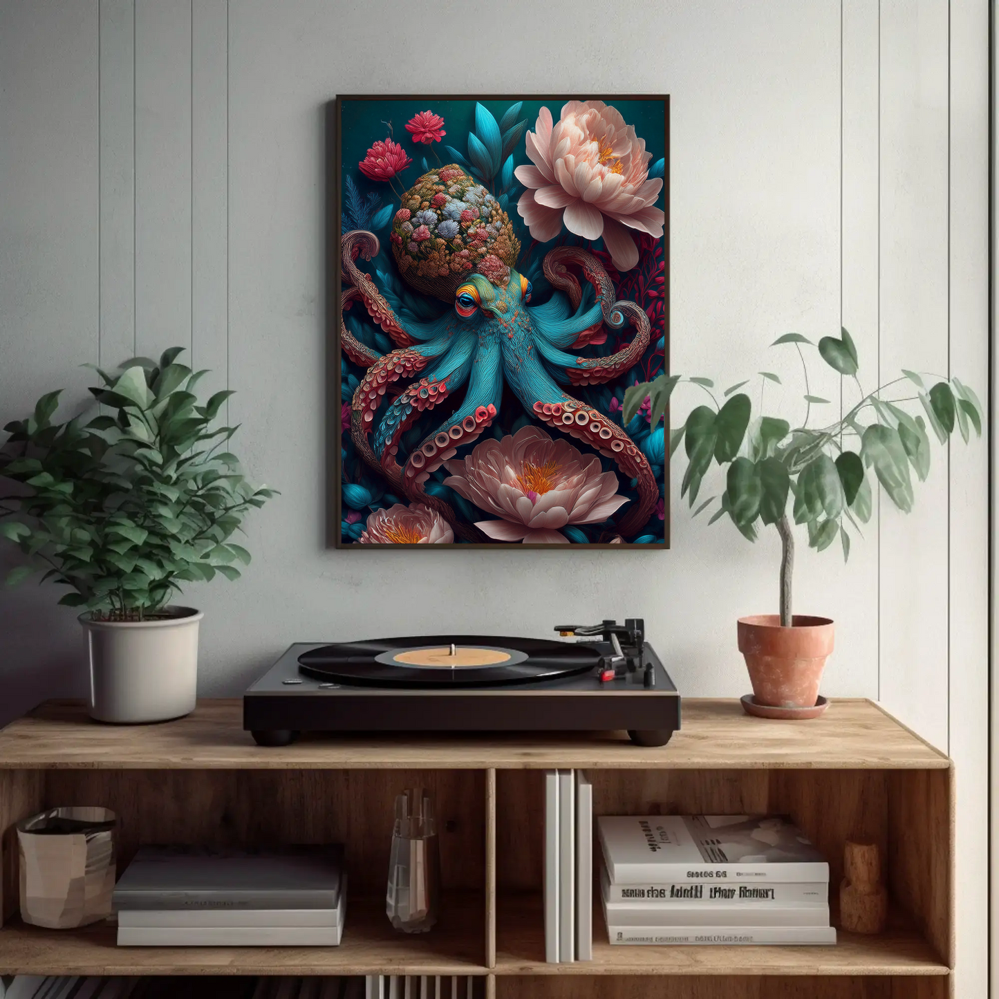 Beautiful Floral Octopus Art Print - Digital Download