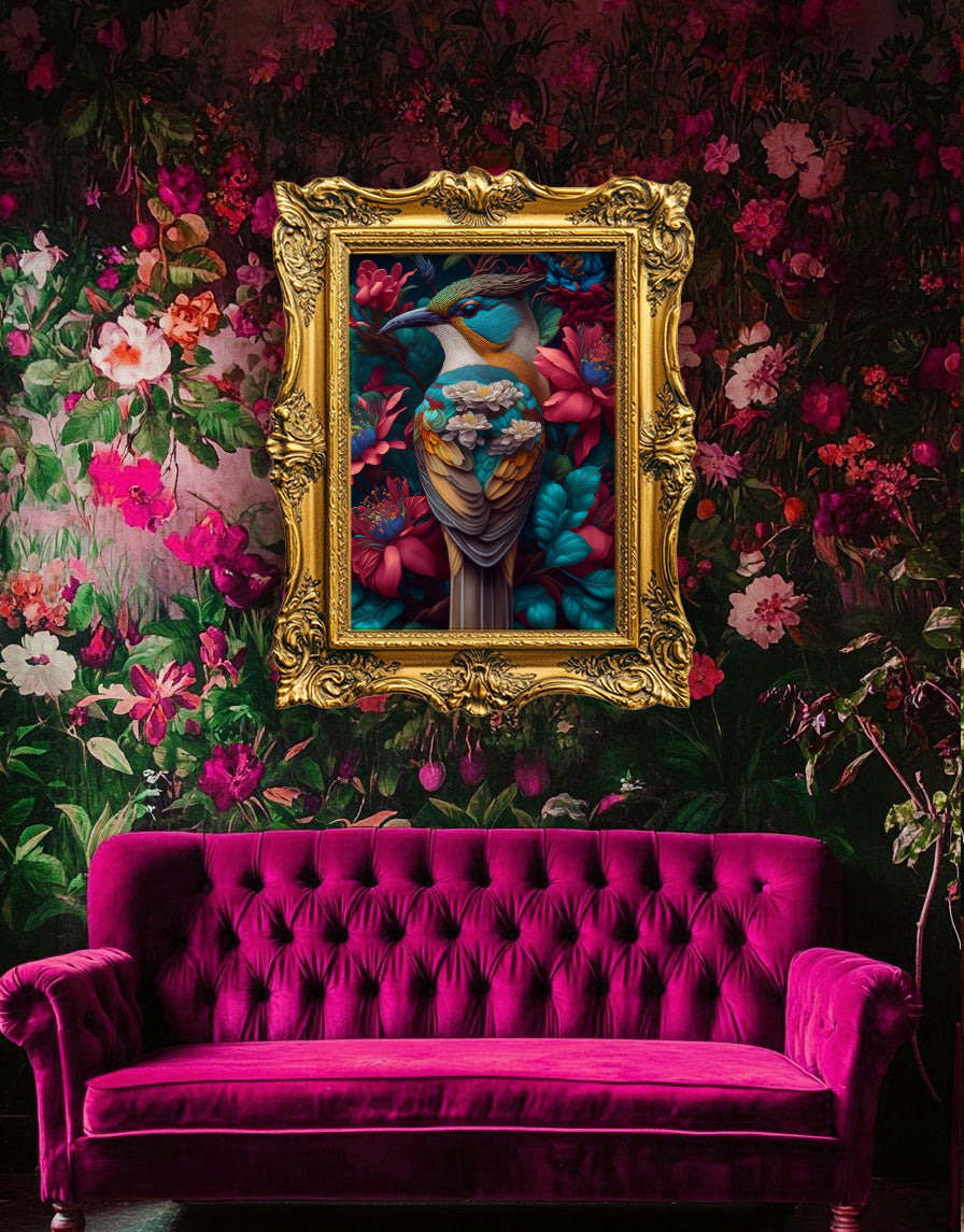 Tropical Bird Beautiful Floral Art Print - Digital Download