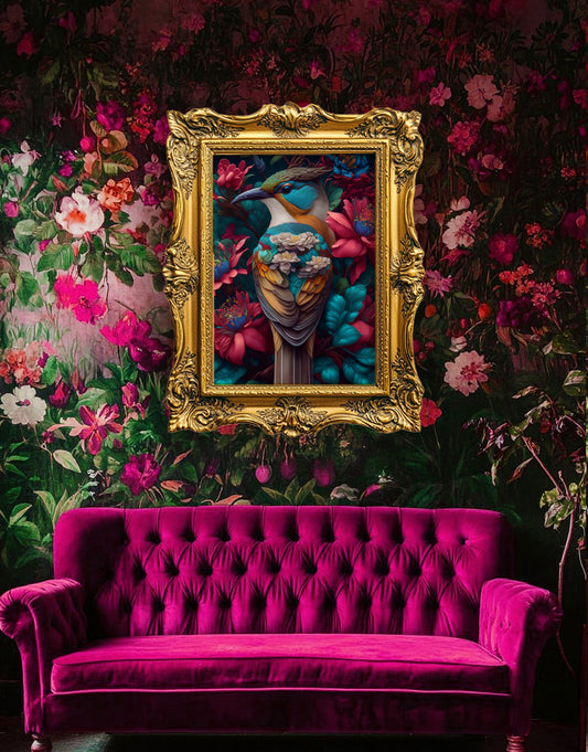 Tropical Bird Beautiful Floral Art Print - Digital Download