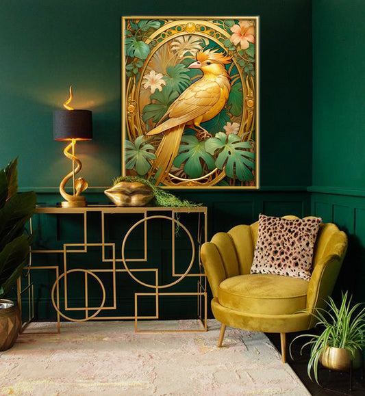Beautiful Tropical Art Nouveau Style Art Print - Tropical Birds - Digital Download