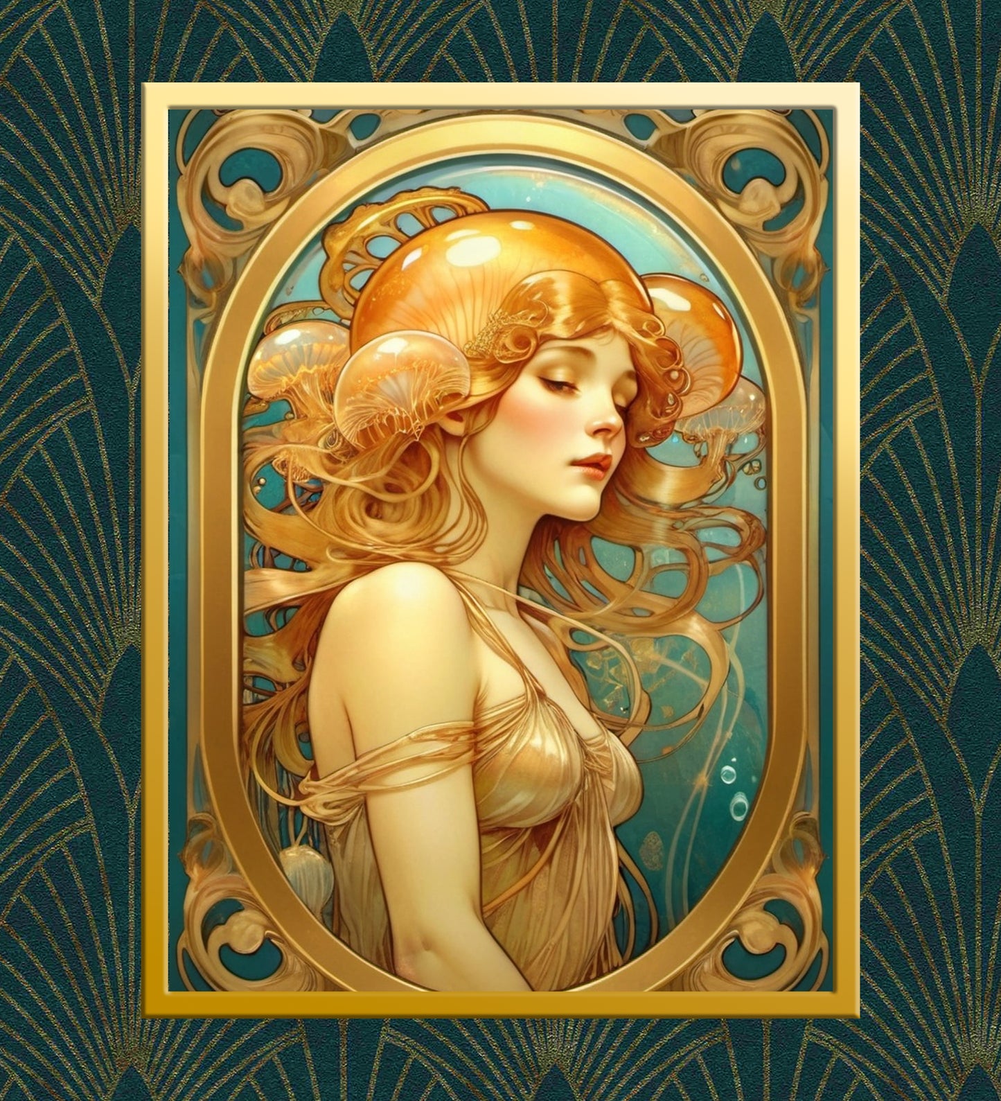 Package of 5 Art Nouveau Golden Age Art Prints - Ocean Theme - Digital Download