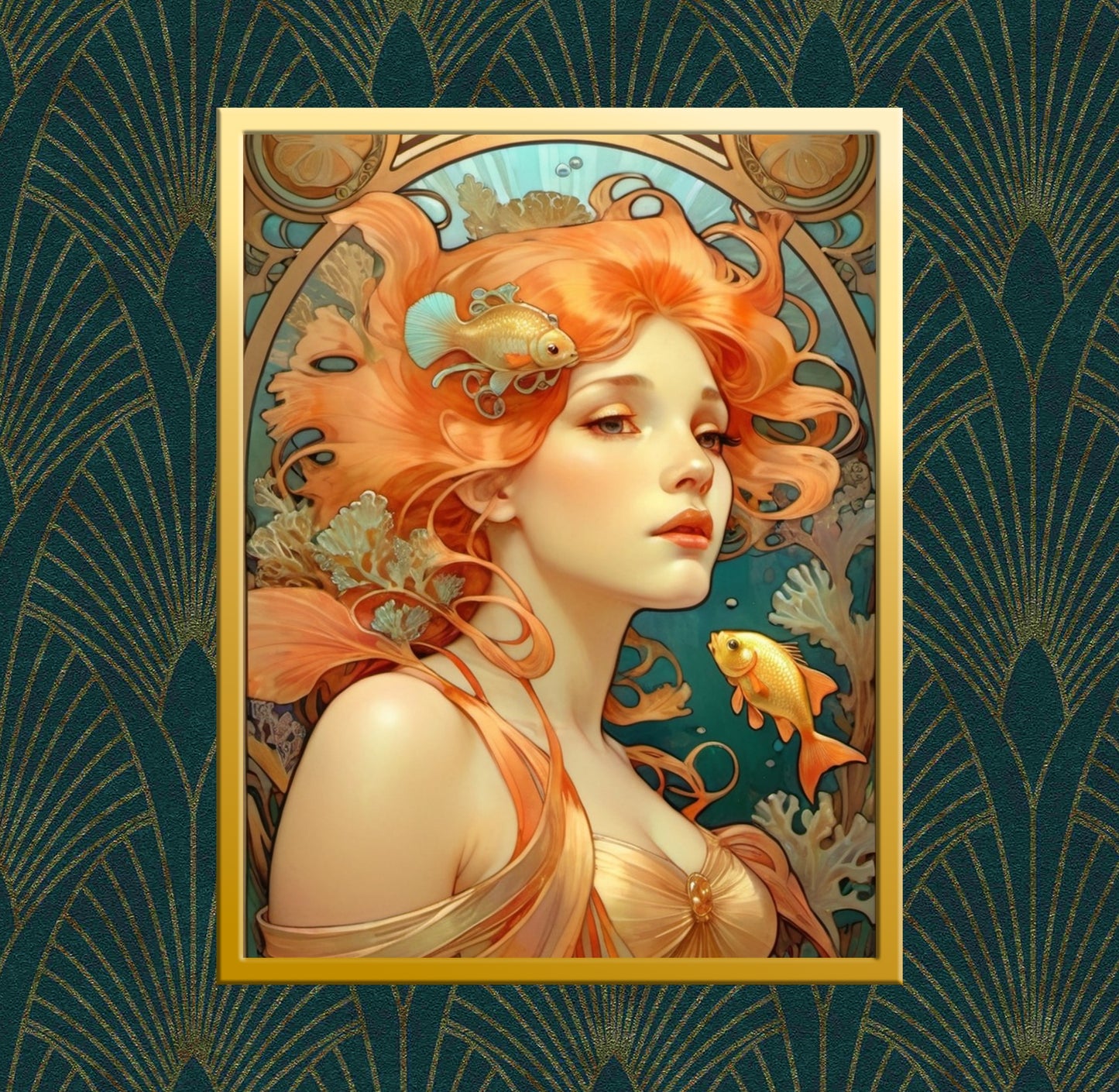 Package of 5 Art Nouveau Golden Age Art Prints - Ocean Theme - Digital Download