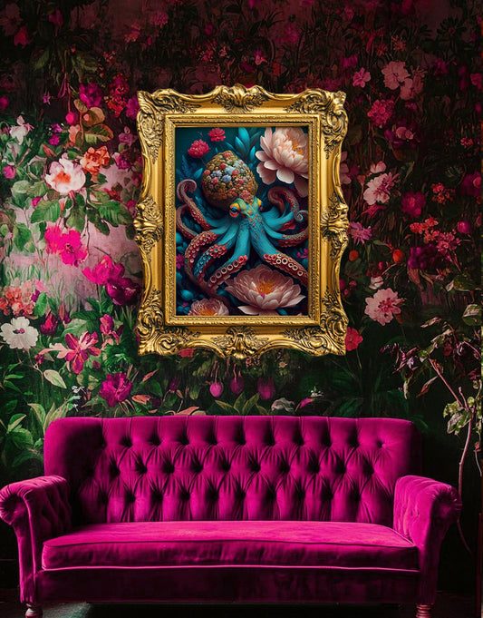 Beautiful Floral Octopus Art Print - Digital Download