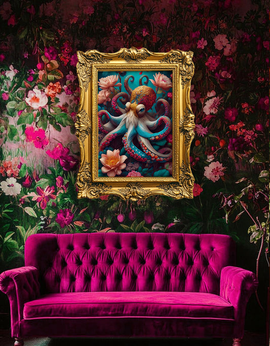 Beautiful Floral Octopus Art Print - Digital Download