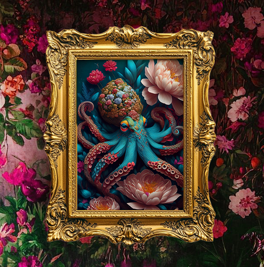 Beautiful Floral Octopus Art Print - Digital Download