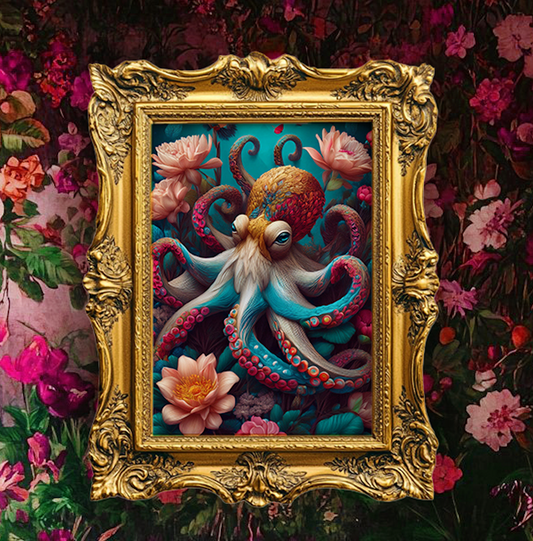 Beautiful Floral Octopus Art Print - Digital Download