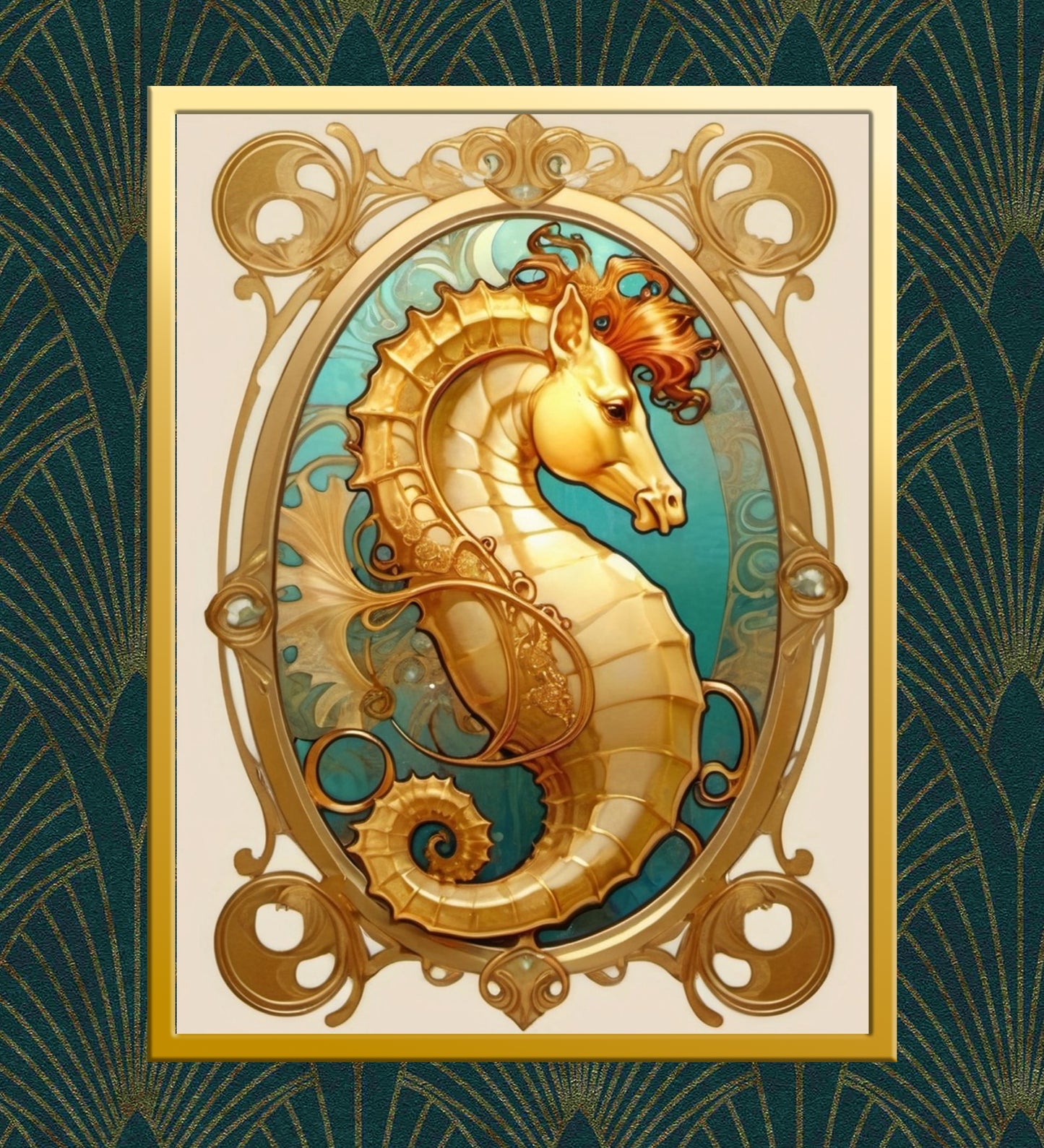 Package of 5 Art Nouveau Golden Age Art Prints - Ocean Theme - Digital Download