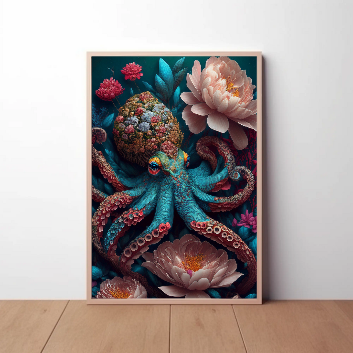 Beautiful Floral Octopus Art Print - Digital Download