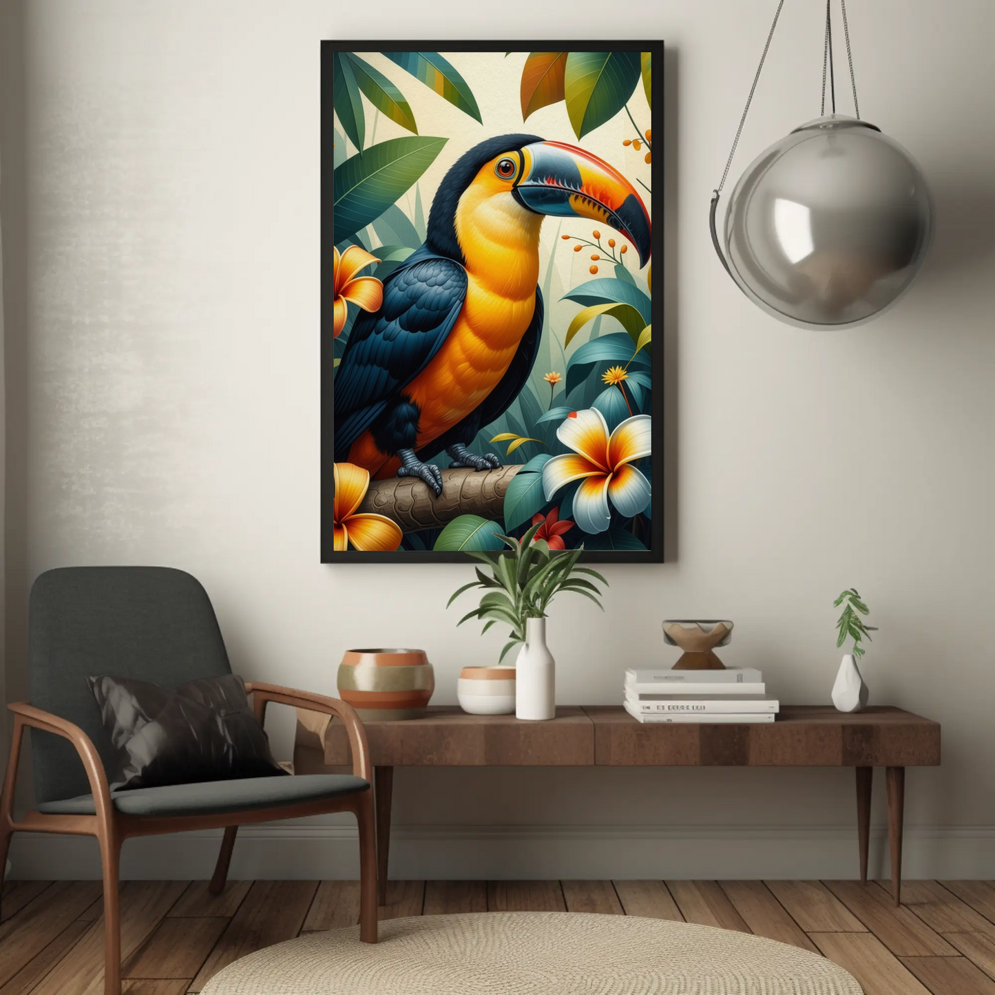 Tucan in Tropical Foliage Art Print - Digital Download