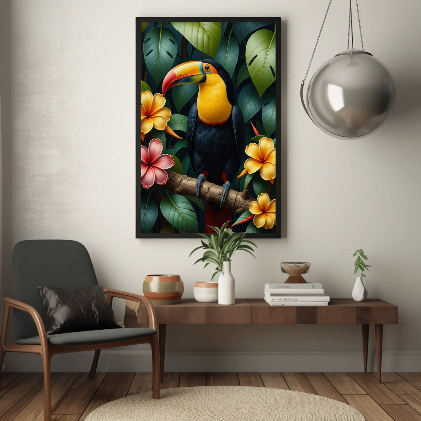 Tucan in Tropical Foliage Art Print - Digital Download