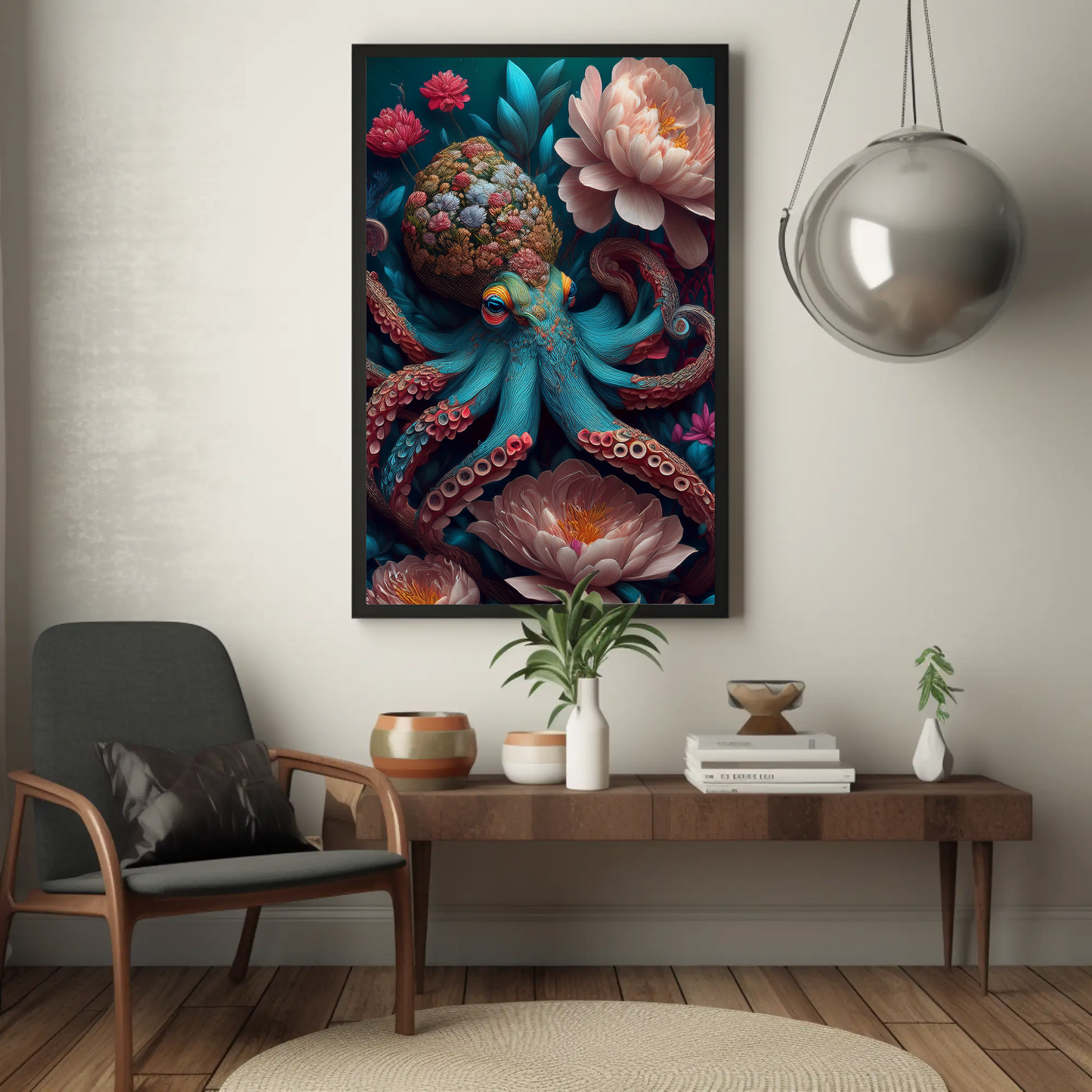 Beautiful Floral Octopus Art Print - Digital Download