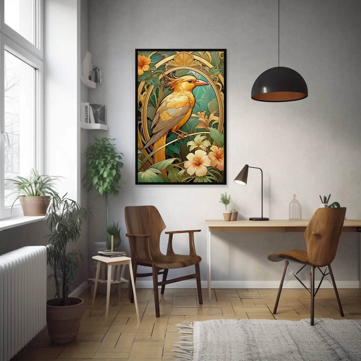 Beautiful Tropical Art Nouveau Style Art Print - Tropical Birds - Digital Download