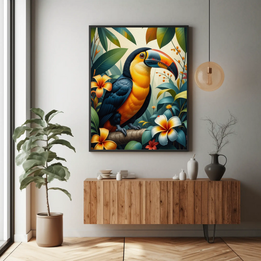 Tucan in Tropical Foliage Art Print - Digital Download