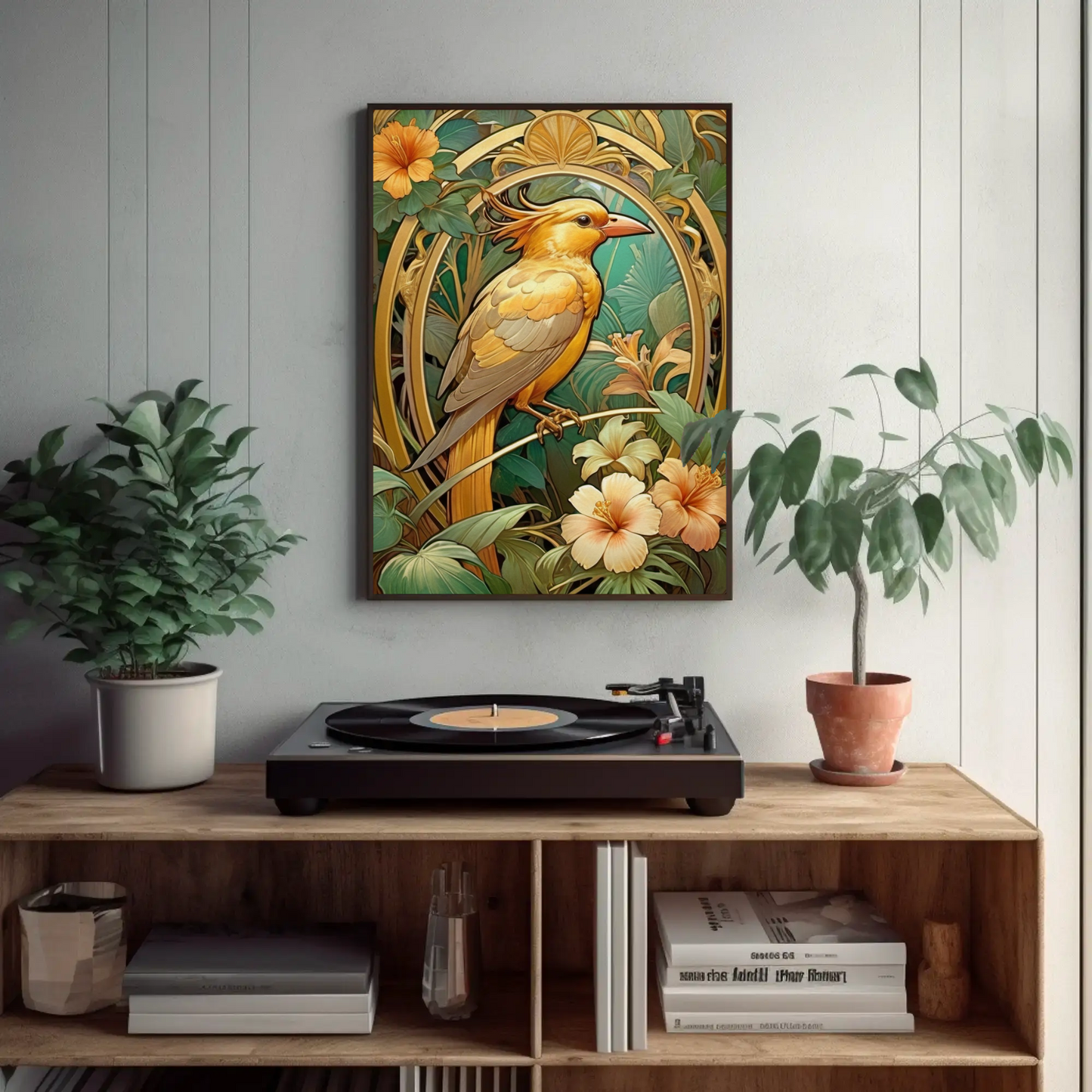 Beautiful Tropical Art Nouveau Style Art Print - Tropical Birds - Digital Download